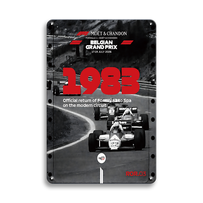 ブリキ看板 F1 BELGIAN GRAND PRIX 1983 ベルギー フォーミュラ1 レトロ 壁飾り