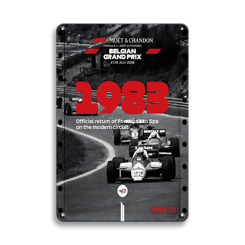 ブリキ看板 F1 BELGIAN GRAND PRIX 1983 ベルギー フォーミュラ1 レトロ 壁飾り