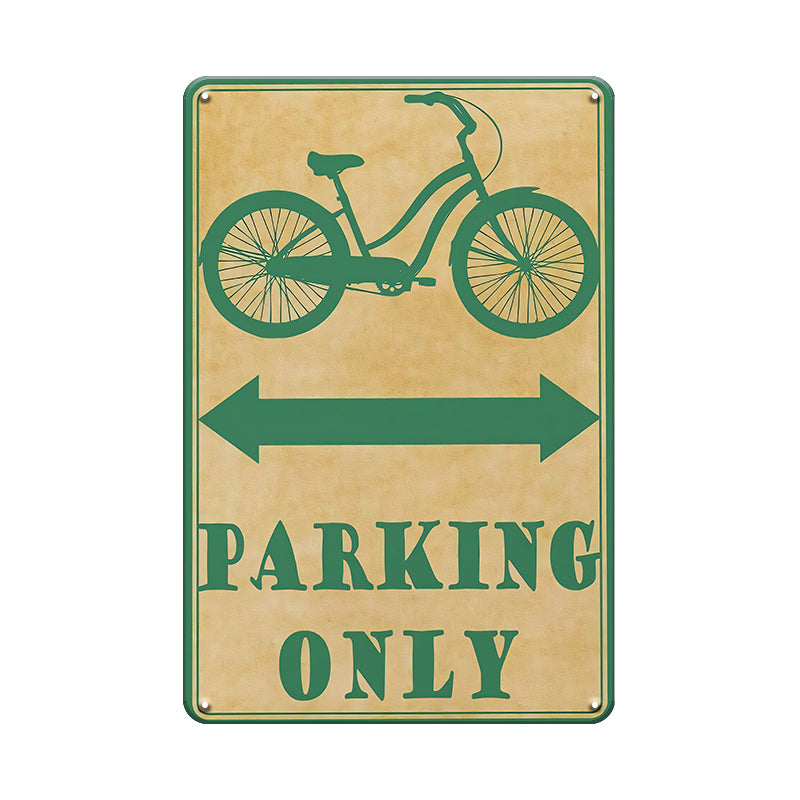 ブリキ看板 BICYCLE PARKING ONLY 自転車 駐輪場 サイン 標識 クルーザーバイク シティサイクル レトロ ヴィンテージ カフェ 店舗装飾 インテリア 壁飾り おしゃれ