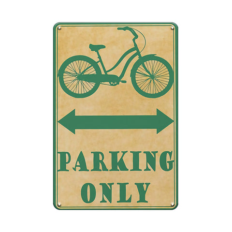 ブリキ看板 BICYCLE PARKING ONLY 自転車 駐輪場 サイン 標識 クルーザーバイク シティサイクル レトロ ヴィンテージ カフェ 店舗装飾 インテリア 壁飾り おしゃれ