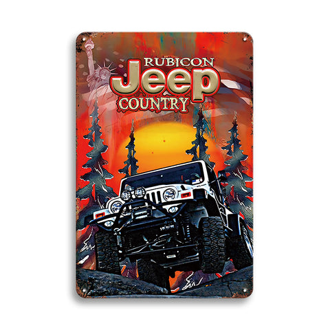 Jeep ジープ ルビコン ブリキ看板 レトロ アメリカン雑貨 オフロード インテリア ビンテージ 壁飾り