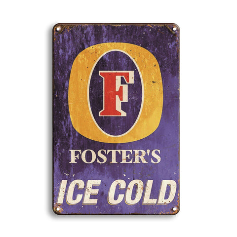 ブリキ看板 FOSTER'S ICE COLD フォスターズ ビール オーストラリア 缶ビール レトロ アメリカン雑貨 パブ バー アンティーク ヴィンテージ インテリア 壁飾り おしゃれ