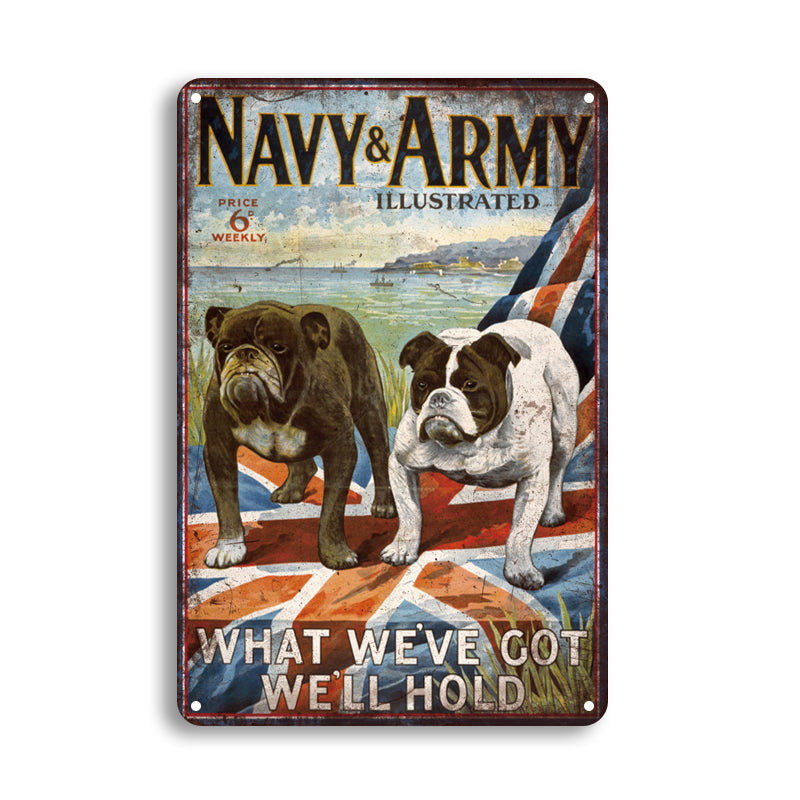 ブリキ看板 NAVY ARMY ILLUSTRATED ブルドッグ イギリス ユニオンジャック ミリタリー 壁飾り