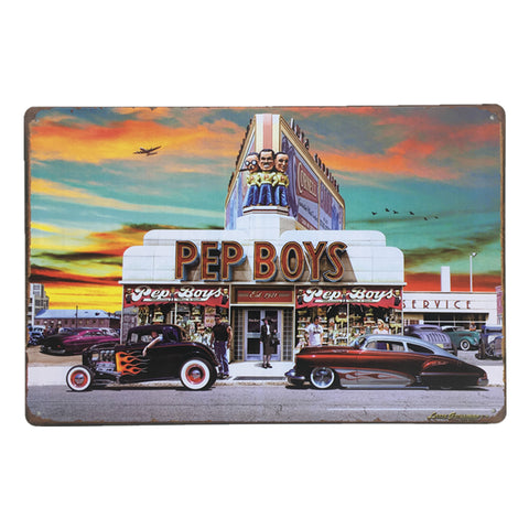 ブリキ看板 PEP BOYS 1921 ホットロッド アメ車 ヴィンテージ ダイナー ガレージ 壁飾り