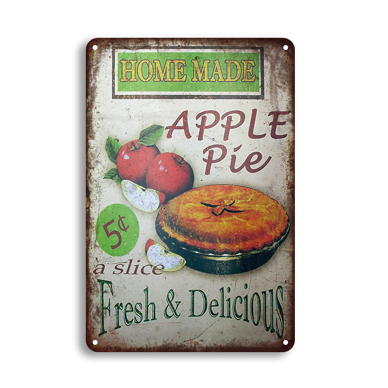 ブリキ看板 HOME MADE APPLE PIE アップルパイ スイーツ カントリー キッチン 壁飾り