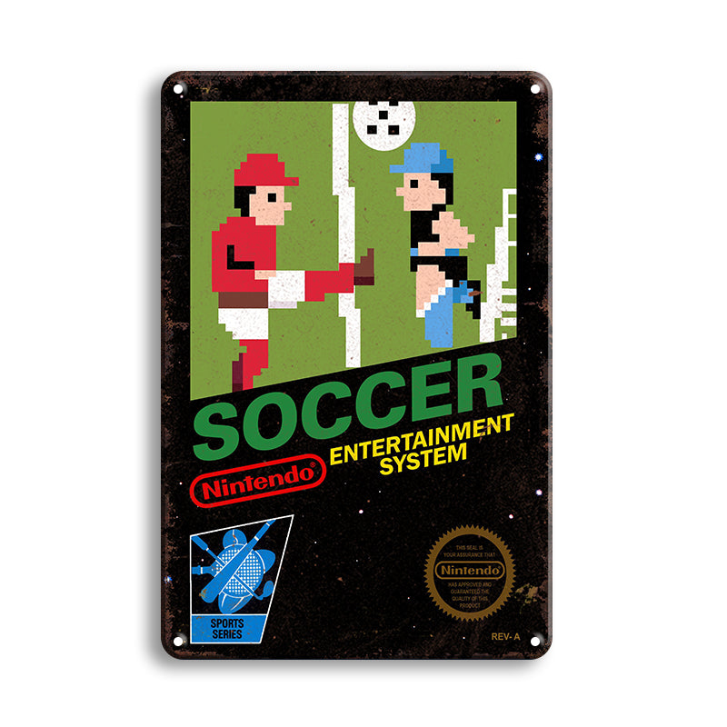 ブリキ看板 サッカー 任天堂 レトロ インテリア NES Nintendo 壁飾り ビンテージ ディスプレイ