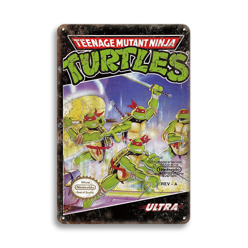 タートルズ ブリキ看板 TMNT ティーンエイジ・ミュータント・ニンジャ・タートルズ レトロ ゲーム Nintendo インテリア 雑貨