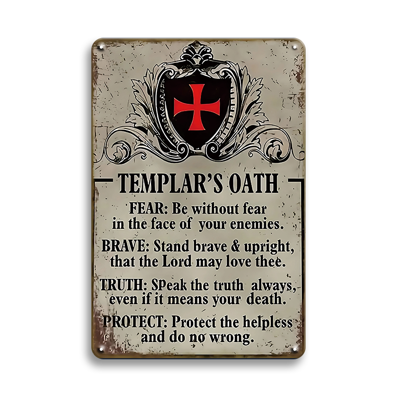 ブリキ看板 テンプル騎士団 TEMPLAR'S OATH アンティーク レトロ ヴィンテージ インテリア 壁飾り 雑貨