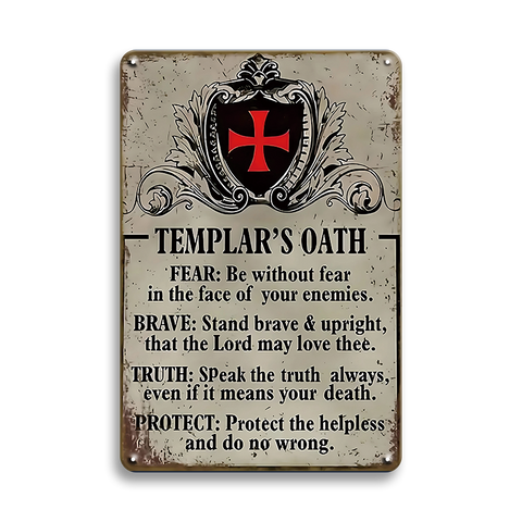 ブリキ看板 テンプル騎士団 TEMPLAR'S OATH アンティーク レトロ ヴィンテージ インテリア 壁飾り 雑貨