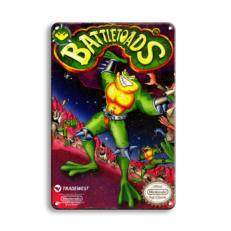 ブリキ看板 バトルトード Battletoads レトロ インテリア 壁飾り ゲーム 雑貨 ビンテージ ディスプレイ