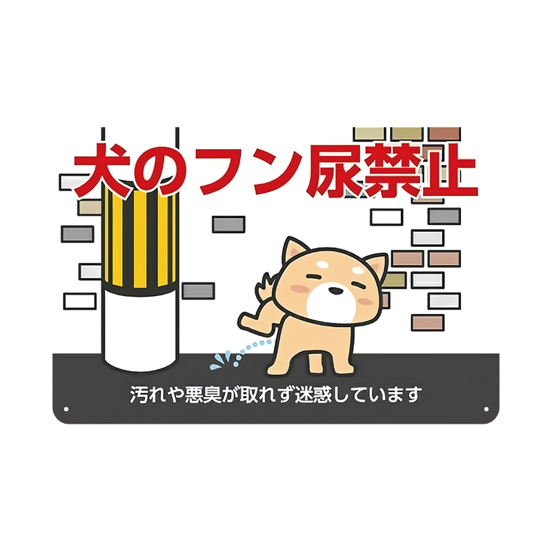 ブリキ看板 犬のフン尿禁止 マナー 迷惑防止 注意サイン 標識 かわいい イラスト 屋外看板 玄関 玄関先 私有地 プレート インテリア 壁飾り おしゃれ