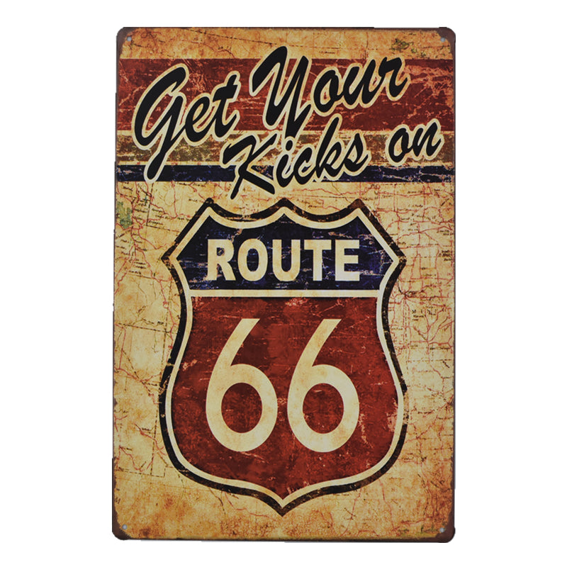 ブリキ看板 Get Your Kicks on Route 66 ルート66 アメリカ 名曲 レトロ 壁飾り