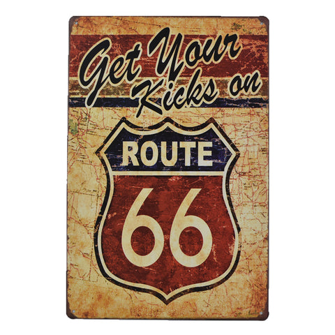 ブリキ看板 Get Your Kicks on Route 66 ルート66 アメリカ 名曲 レトロ 壁飾り