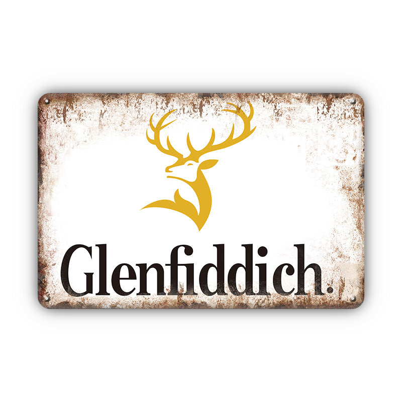 鹿 ブリキ看板 Glenfiddich レトロ アンティーク風 インテリア 壁飾り