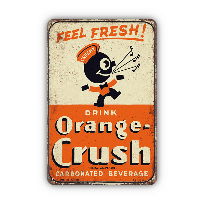 ブリキ看板 レトロ Orange Crush オレンジクラッシュ ドリンク アメリカン 壁飾り