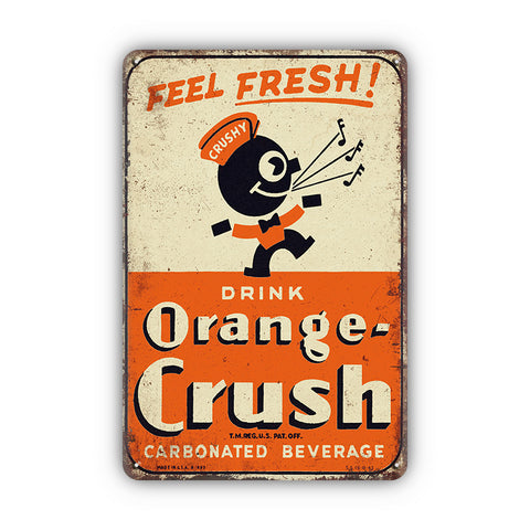 ブリキ看板 レトロ Orange Crush オレンジクラッシュ ドリンク アメリカン 壁飾り