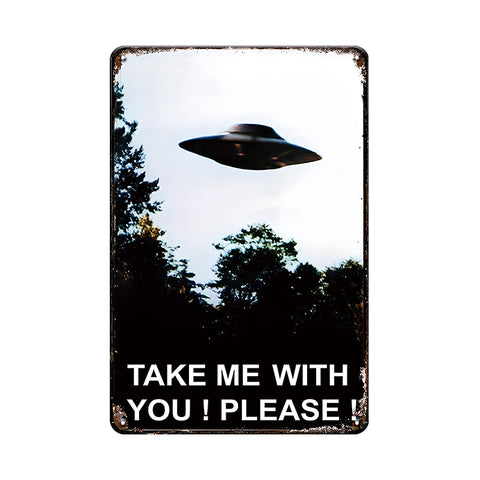 UFO 宇宙人 ブリキ看板 エイリアン SF レトロ アメリカン雑貨 インテリア 壁飾り