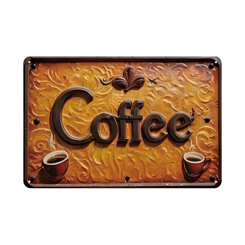 ブリキ看板 コーヒー Coffee カフェ レトロ 壁掛け インテリア ヴィンテージ おしゃれ 30×20cm
