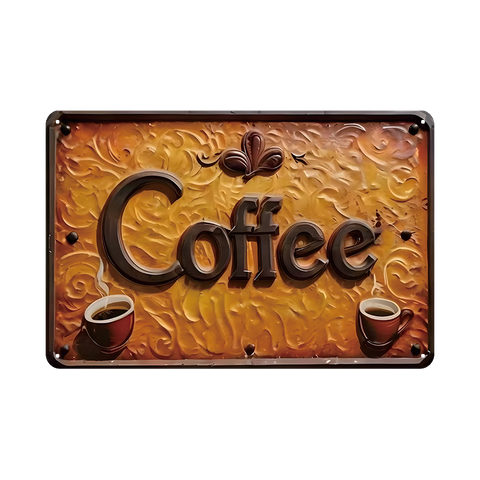 ブリキ看板 コーヒー Coffee カフェ レトロ 壁掛け インテリア ヴィンテージ おしゃれ 30×20cm
