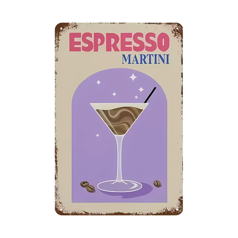 ブリキ看板 エスプレッソマティーニ カクテル コーヒー レトロ 壁飾り