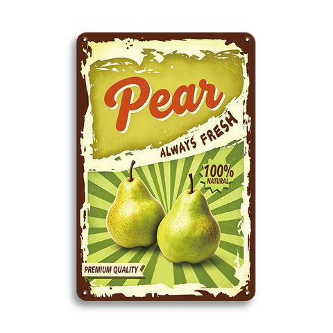 ブリキ看板 洋梨 ペア Pear レトロ フルーツ アンティーク風 インテリア 雑貨 壁飾り ビンテージ おしゃれ
