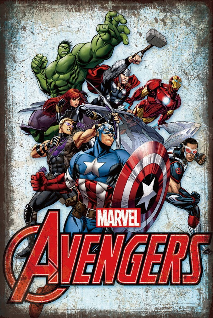 ブリキ看板 アベンジャーズ マーベル キャプテンアメリカ アイアンマン ハルク ソー ブラックウィドウ ホークアイ ファルコン レトロ インテリア コレクション 雑貨 ビンテージ ディスプレイ 壁飾り おしゃれ