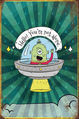 ブリキ看板 宇宙人 UFO イラスト レトロ インテリア 壁飾り