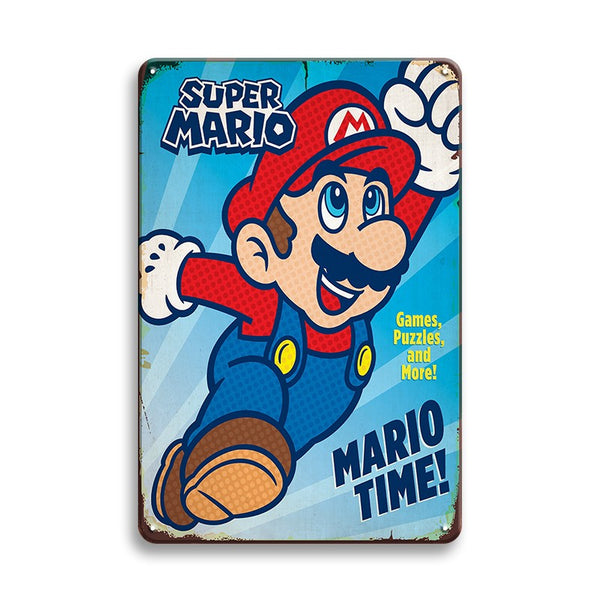 スーパーマリオ マリオ レトロ ゲーム キャラクター ブリキ看板 – ルモウス