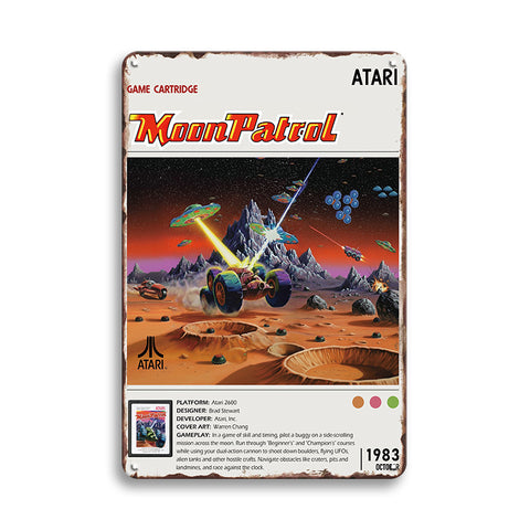 ブリキ看板 ムーンパトロール Moon Patrol レトロゲーム Atari インテリア ビンテージ 壁飾り ディスプレイ