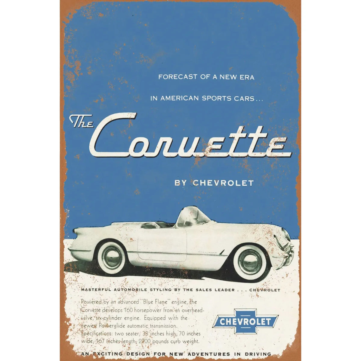 コルベット Chevrolet Corvette アメ車 スポーツカー レトロ ビンテージ ブリキ看板 インテリア