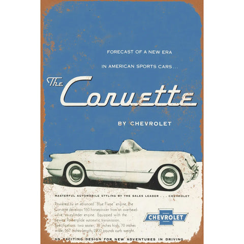 コルベット Chevrolet Corvette アメ車 スポーツカー レトロ ビンテージ ブリキ看板 インテリア