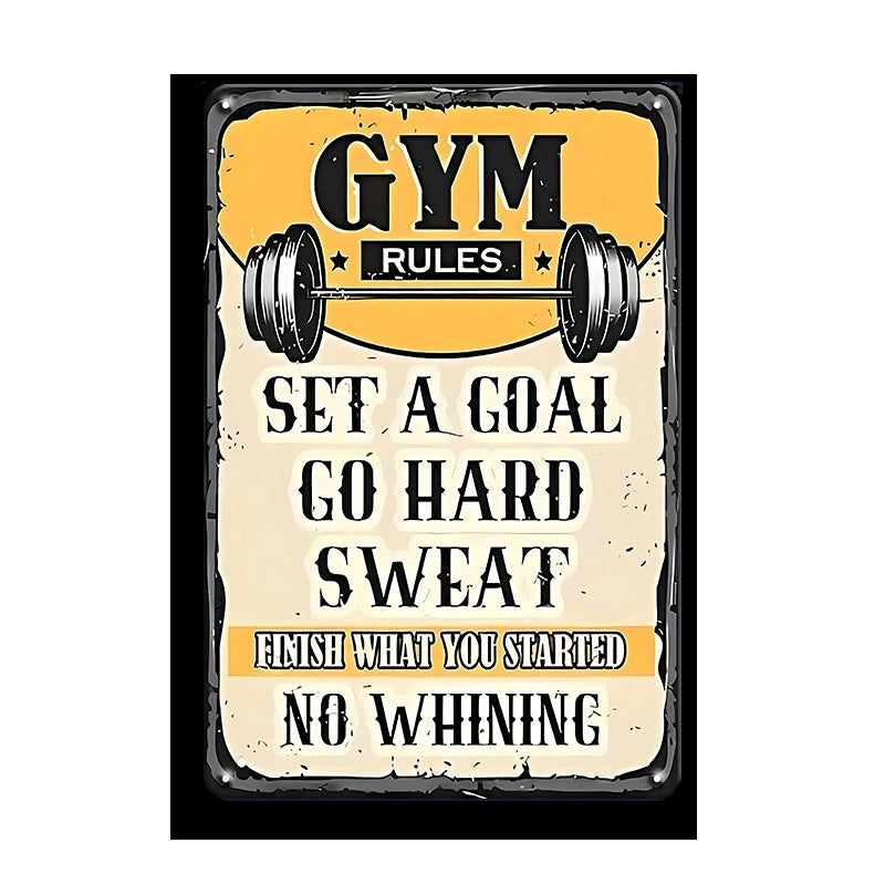 ブリキ看板 ジム ルール インテリア レトロ 壁飾り ビンテージ おしゃれ GYM RULES 筋トレ ガレージ ディスプレイ