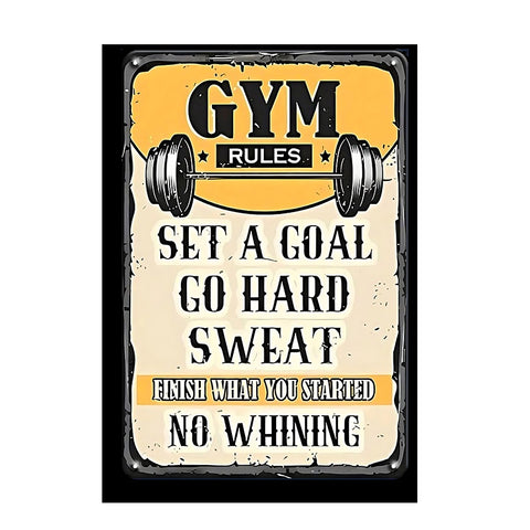 ブリキ看板 ジム ルール インテリア レトロ 壁飾り ビンテージ おしゃれ GYM RULES 筋トレ ガレージ ディスプレイ