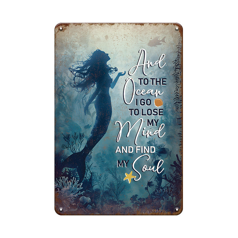 マーメイド 海 癒し ブリキ看板 インテリア 雑貨 壁飾り ビンテージ