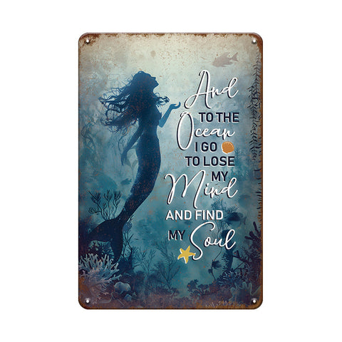 マーメイド 海 癒し ブリキ看板 インテリア 雑貨 壁飾り ビンテージ