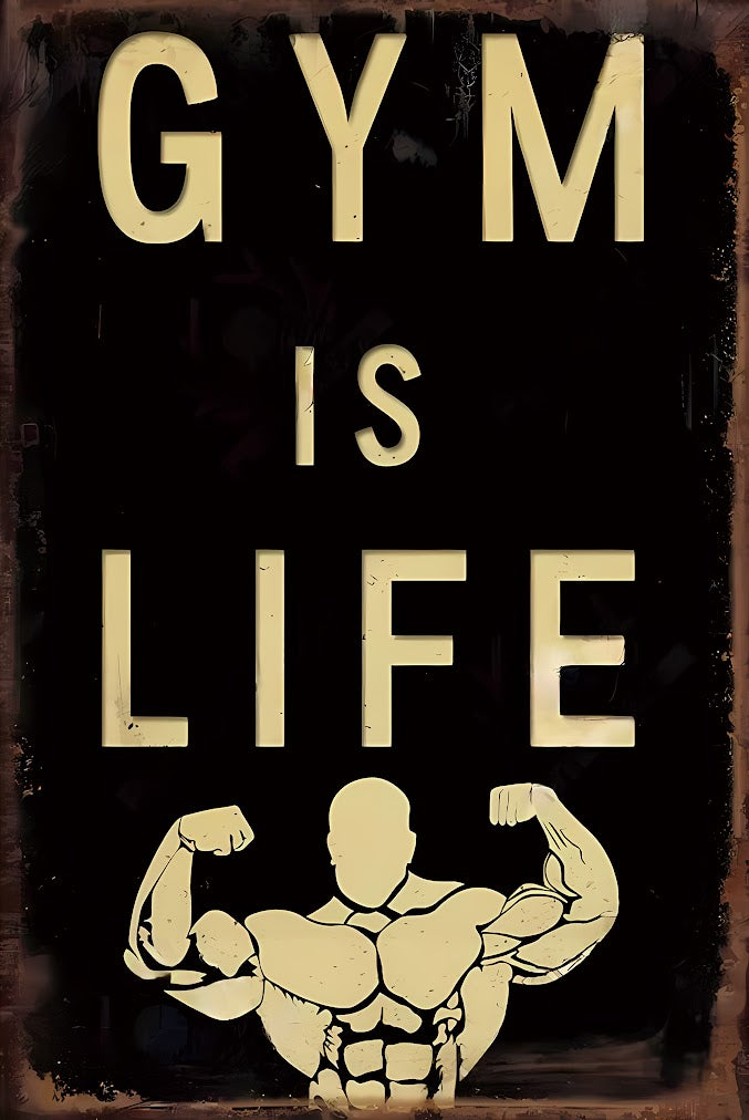 ジム ブリキ看板 筋トレ フィットネス モチベーション GYM IS LIFE