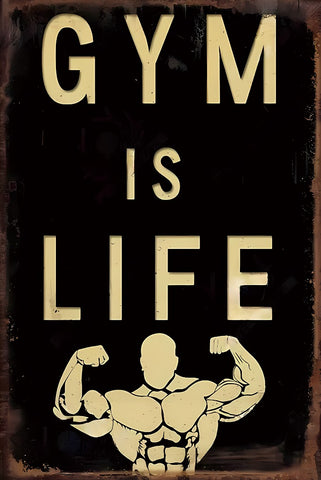 ジム ブリキ看板 筋トレ フィットネス モチベーション GYM IS LIFE