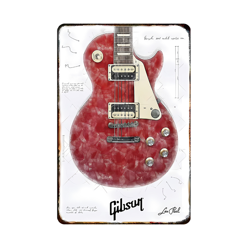 Gibson レスポール ギター ブリキ看板 ヴィンテージ 音楽 インテリア