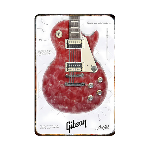 Gibson レスポール ギター ブリキ看板 ヴィンテージ 音楽 インテリア