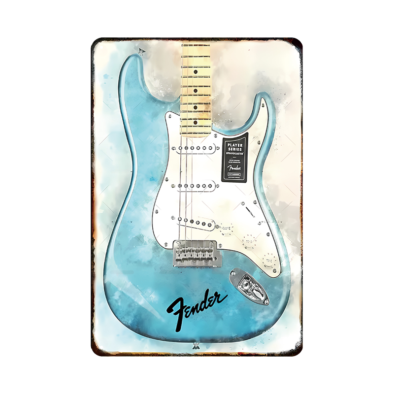 Fender ストラトキャスター ギター ブリキ看板 ヴィンテージ 音楽 インテリア