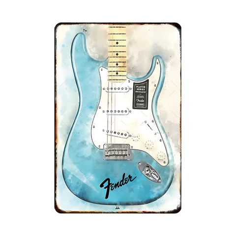 Fender ストラトキャスター ギター ブリキ看板 ヴィンテージ 音楽 インテリア