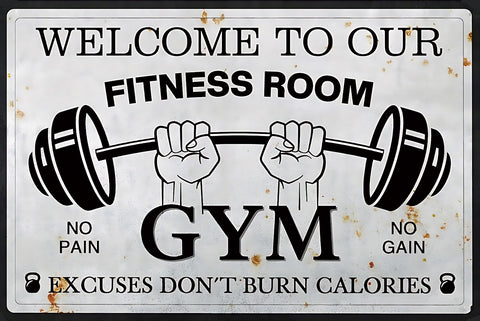 ブリキ看板 ジム フィットネスルーム トレーニング GYM インテリア 壁飾り ディスプレイ レトロ