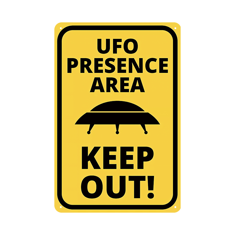 UFO 警告看板 ブリキ看板 UFO PRESENCE AREA KEEP OUT! ビンテージ風 インテリア