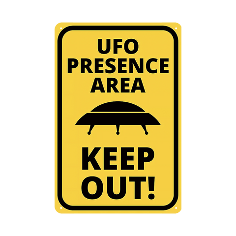 UFO 警告看板 ブリキ看板 UFO PRESENCE AREA KEEP OUT! ビンテージ風 インテリア