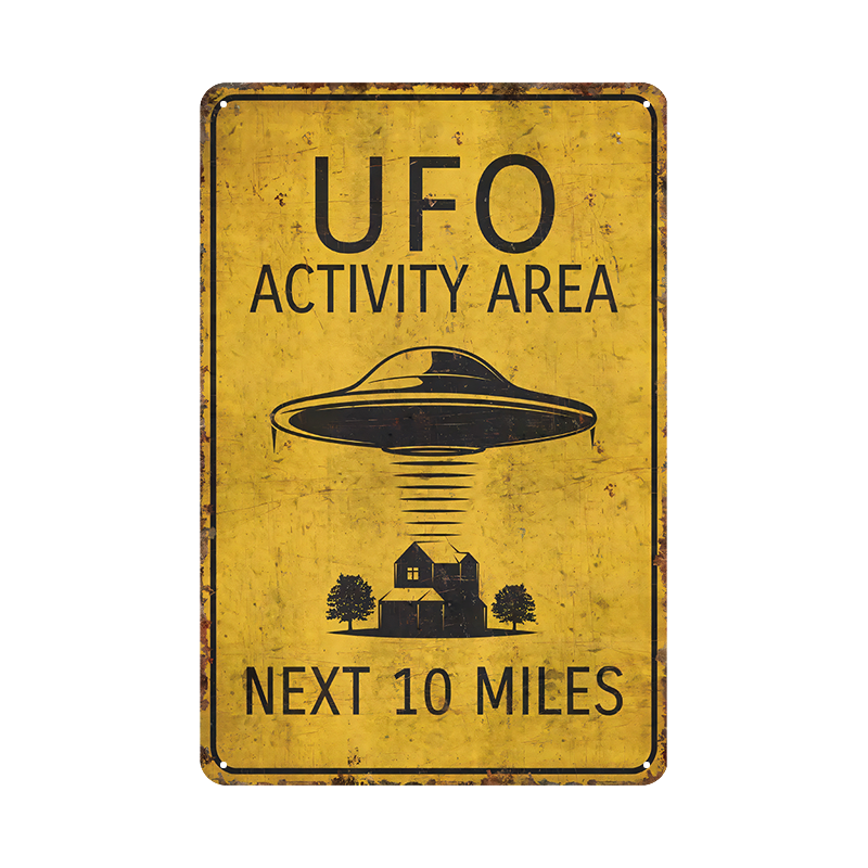 UFO 注意看板 ブリキ看板 ヴィンテージ レトロ サイン インテリア コレクション メッセージ