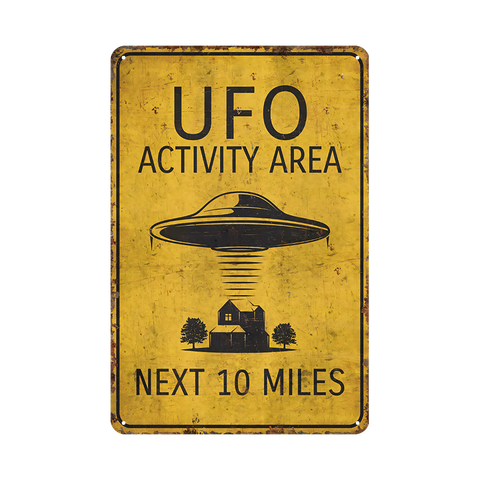 UFO 注意看板 ブリキ看板 ヴィンテージ レトロ サイン インテリア コレクション メッセージ