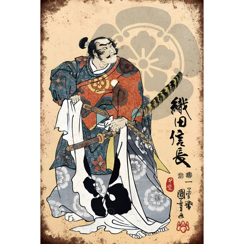 織田信長 ブリキ看板 戦国武将 侍 アートデザイン 和風インテリア 昭和レトロ