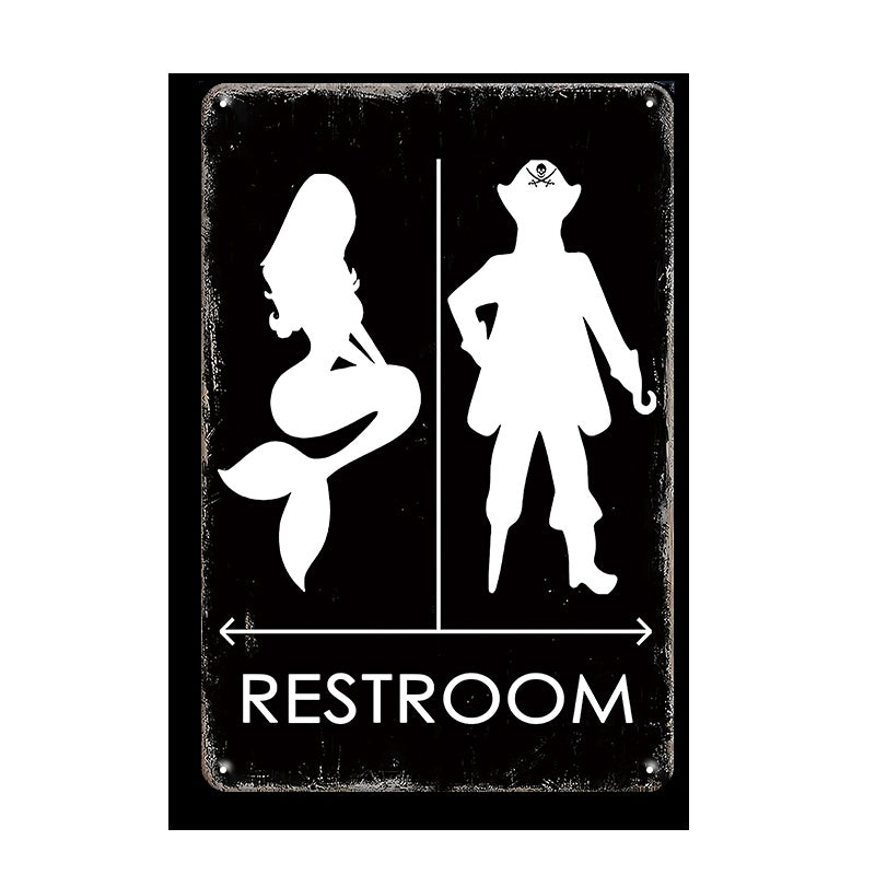 ブリキ看板 トイレ RESTROOM 看板 レトロ インテリア 壁飾り マーメイド 海賊 人魚 パイレーツ 雑貨 ディスプレイ