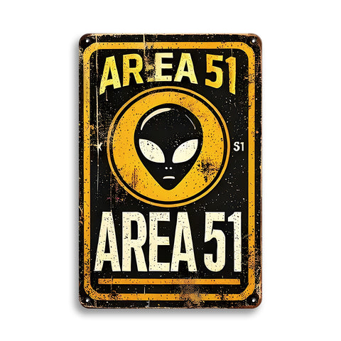 ブリキ看板 エリア51 AREA51 エイリアン UFO レトロ インテリア 壁飾り ビンテージ ディスプレイ おしゃれ