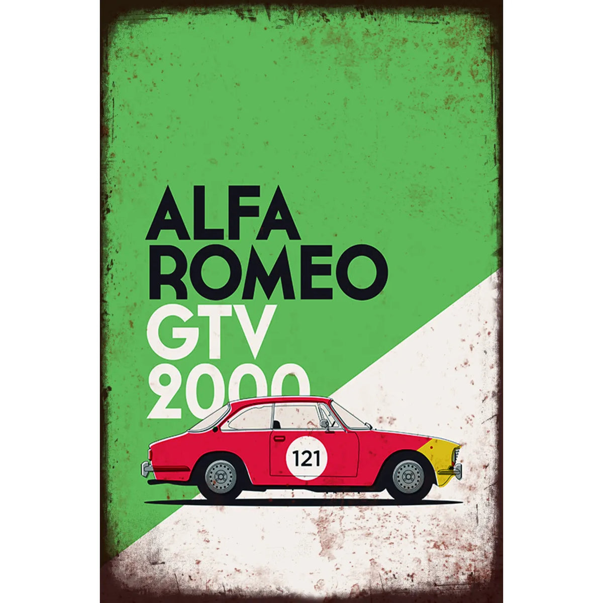 ALFA ROMEO アルファロメオ GTV 2000 クラシックカー 車 イタリアン レトロ ビンテージ ブリキ看板 インテリア